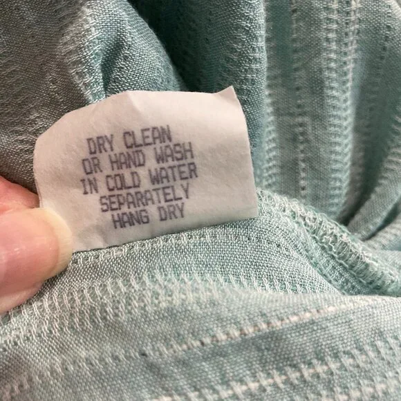 Vintage Cynthia Max Relax Linen Blend Maxi Dress Sleeveless Pocket Slit Green L - Picture 8 of 11